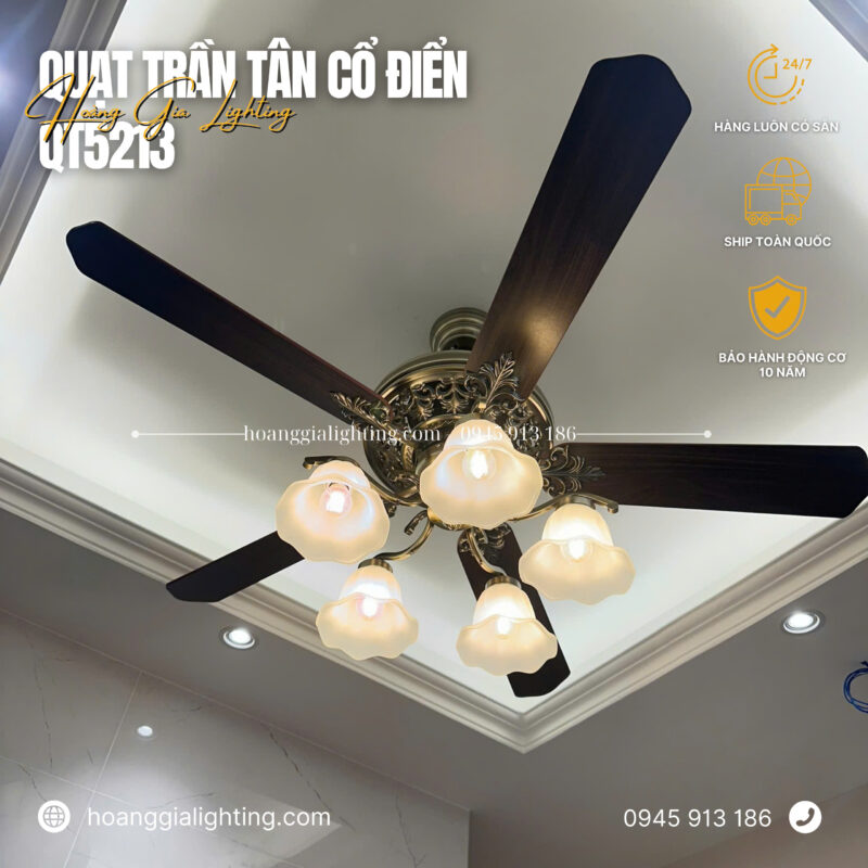 Quạt trần cánh gỗ QT5213
