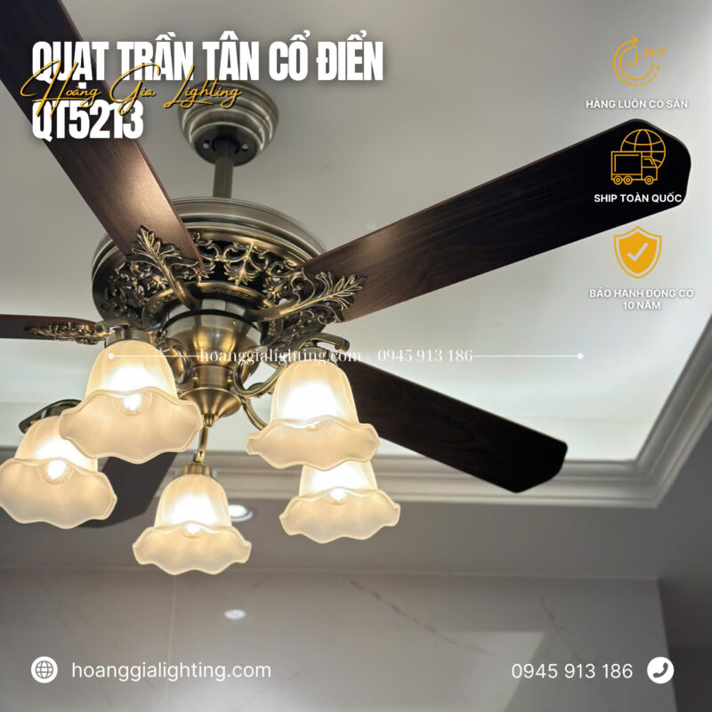 Quạt trần cánh gỗ QT5213
