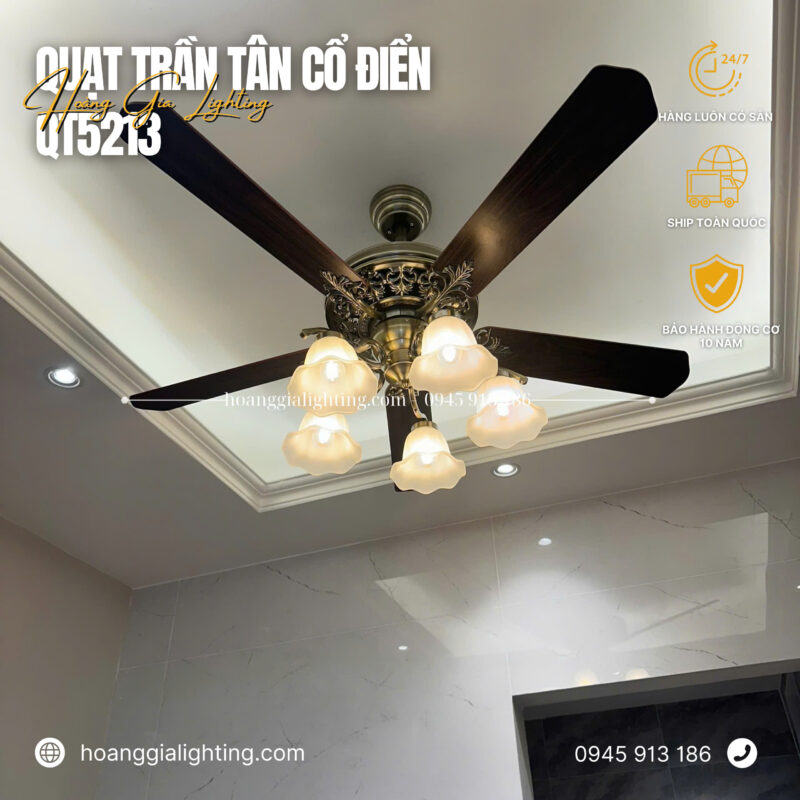 Quạt trần cánh gỗ QT5213