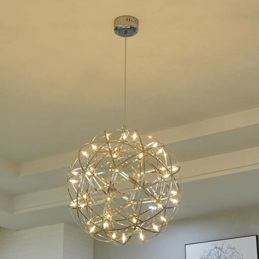 Đèn thả hoa bồ công anh thân inox bạc TTK59