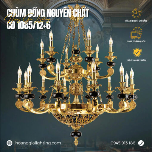 Đèn chùm đồng cổ điển CĐ 1085/12+6
