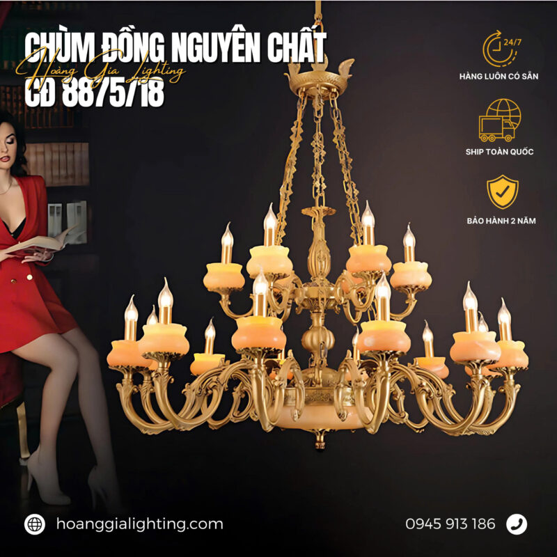 Đèn chùm đồng CĐ 8875/18