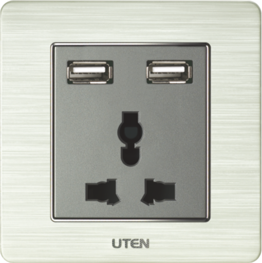 Bộ ổ cắm đơn 3 chấu và ổ cắm USB V6.0GZ13/2NU