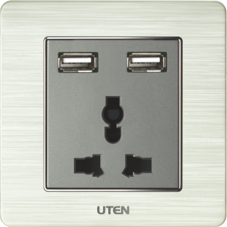 đèn trang trí nội thất của mọi nhà Bộ ổ cắm đơn 3 chấu và ổ cắm USB V6.0GZ13/2NU