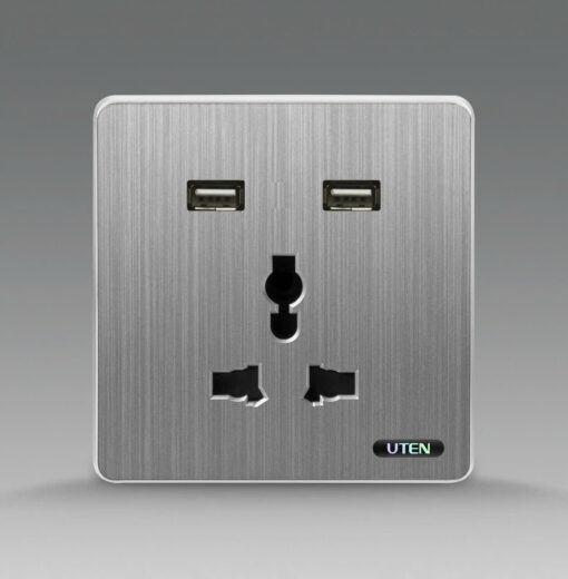 Bộ ổ cắm 3 chấu và 2 USB S300-GZ13/2NU