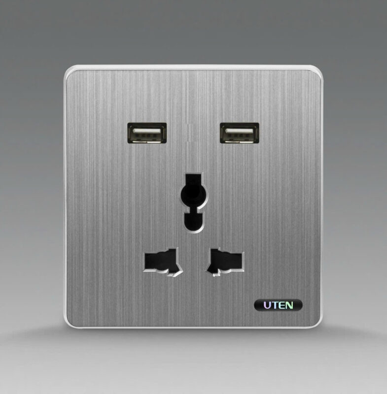 Bộ ổ cắm 3 chấu và 2 USB S300-GZ13/2NU