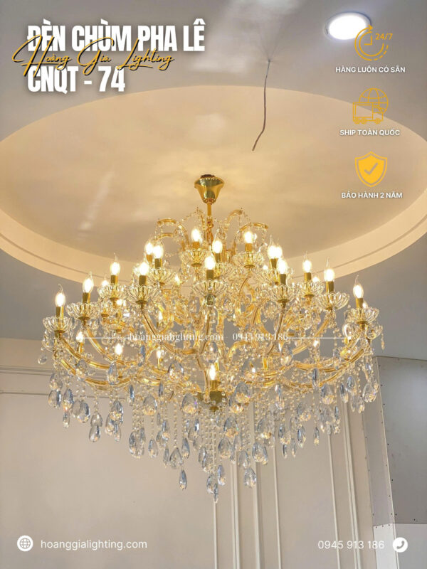 đèn trang trí nội thất của mọi nhà Đèn chùm pha lê K9 cao cấp CNQT-74
