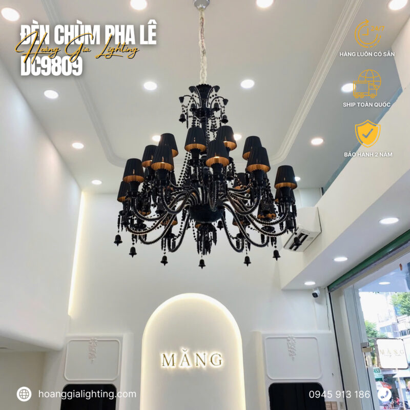 Đèn chùm pha lê nến DC9809T20 ĐEN