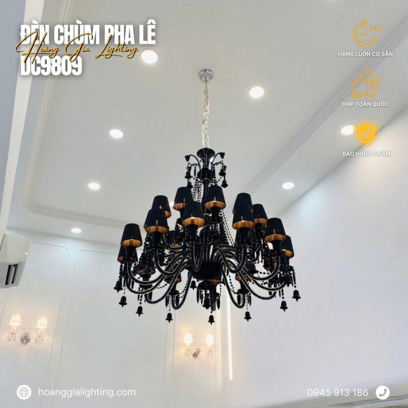 Đèn chùm pha lê nến DC9809T20 ĐEN