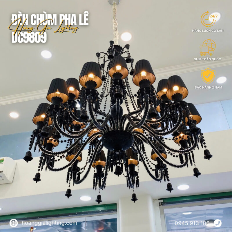 Đèn chùm pha lê nến DC9809T20 ĐEN