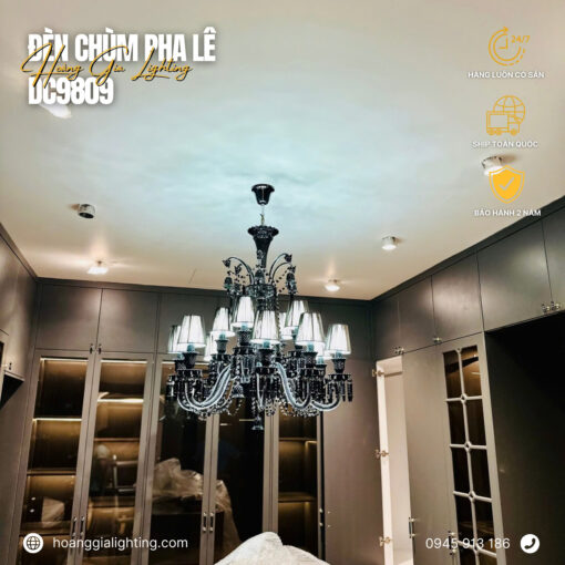 Đèn chùm pha lê nến DC9809T20 ĐEN
