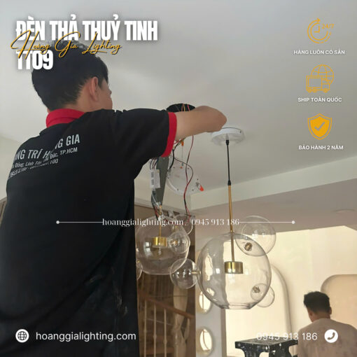 Đèn thả thủy tinh hình đầu con gấu TT09