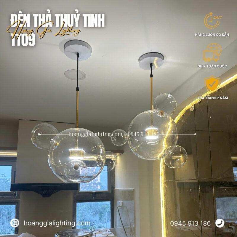 Đèn thả thủy tinh hình đầu con gấu TT09