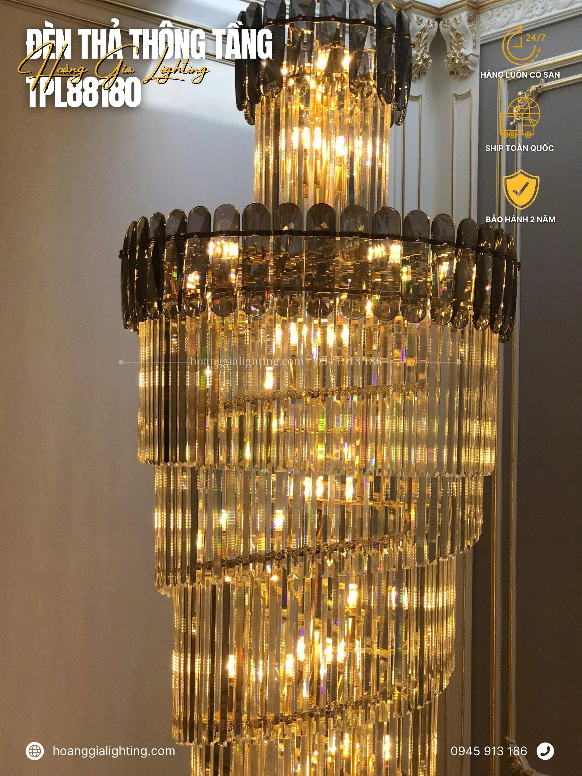 Đèn thông tầng pha lê TPL88180 Đèn thông tầng pha lê TPL88180