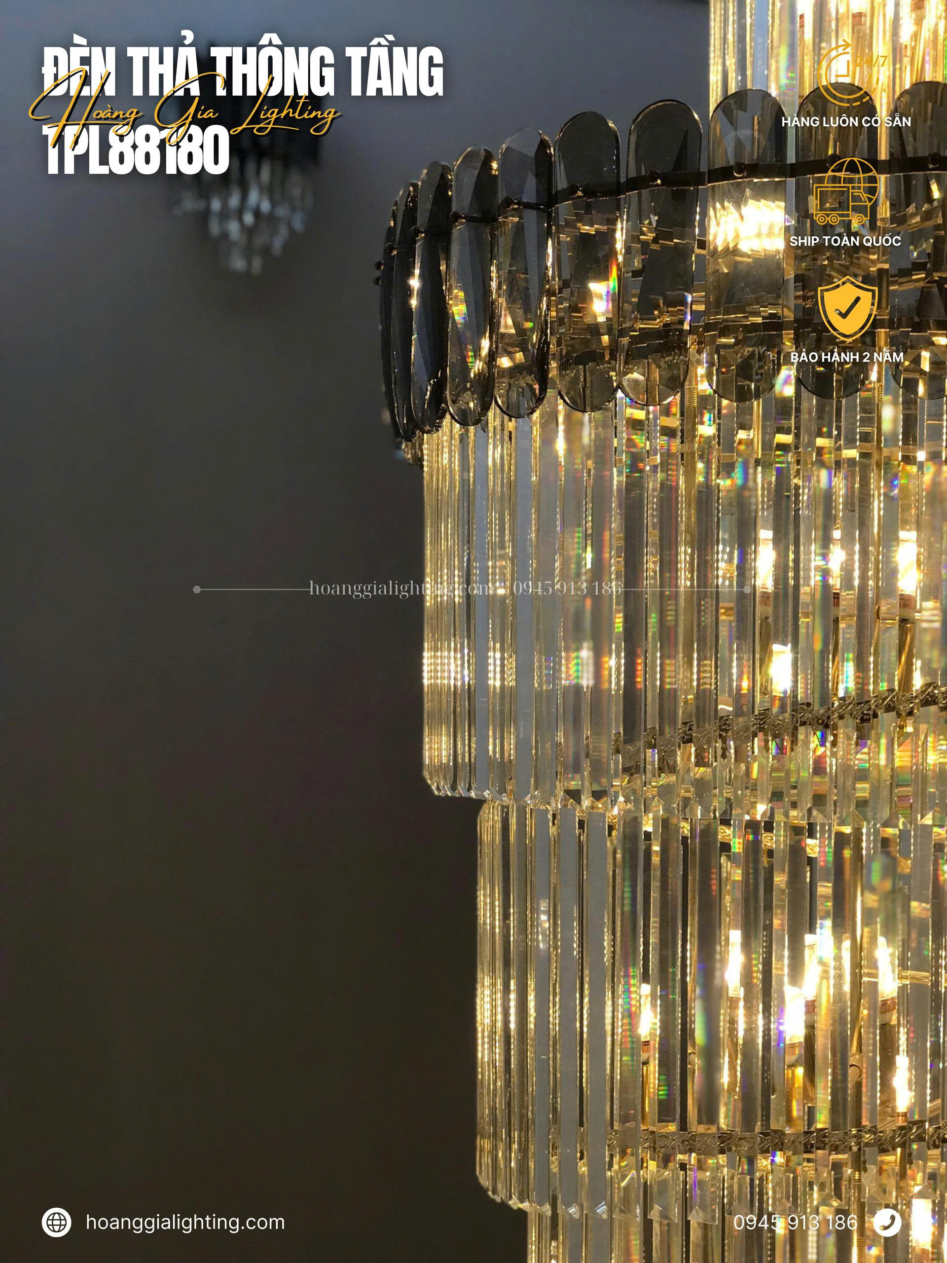 Đèn thông tầng pha lê TPL88180 Đèn thông tầng pha lê TPL88180