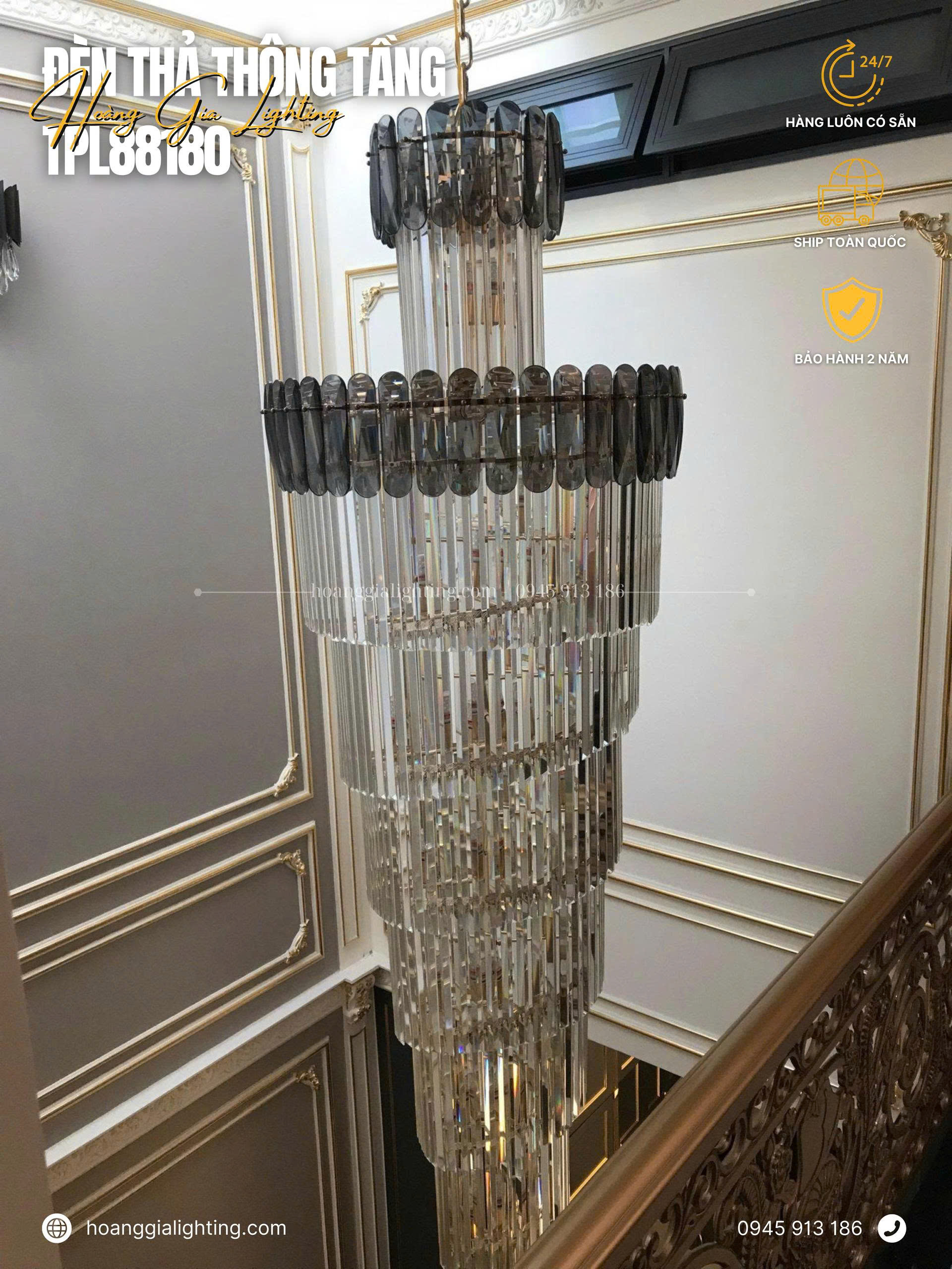 Đèn thông tầng pha lê TPL88180 Đèn thông tầng pha lê TPL88180