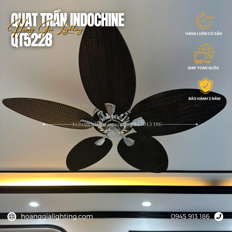 đèn trang trí nội thất của mọi nhà Quạt trần 5 cánh indochine QT5228
