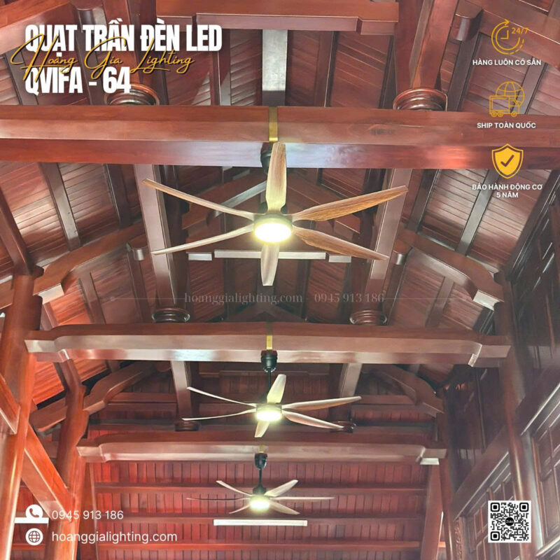 đèn trang trí nội thất của mọi nhà Quạt trần cánh nhựa QViFa-64