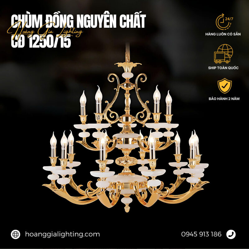 Đèn chùm đồng CĐ 1250/15