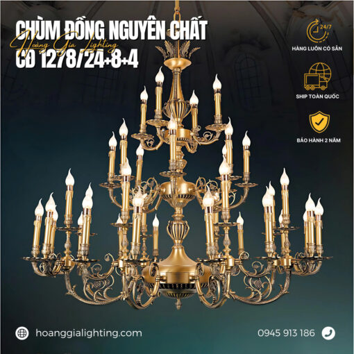 Đèn chùm đồng CĐ 1278/24+8+4