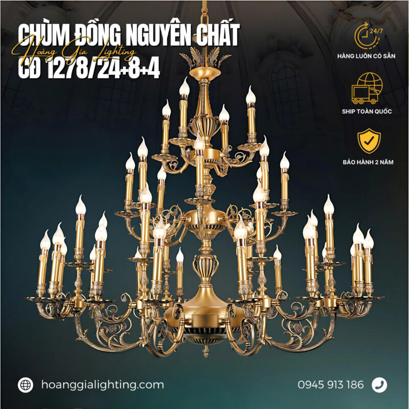 Đèn chùm đồng CĐ 12789/24+8+4