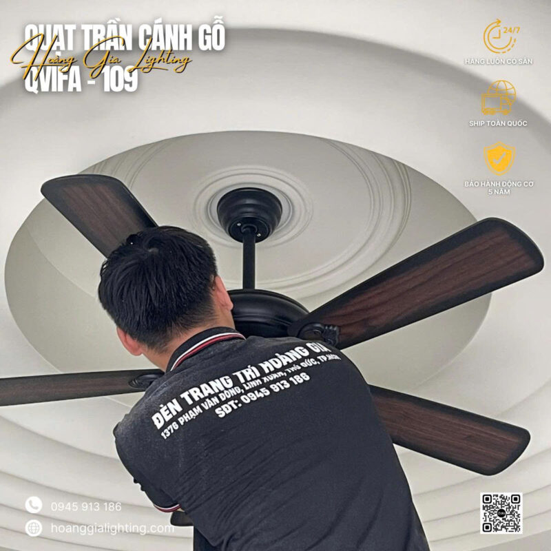 Quạt trần cánh gỗ QViFa-109