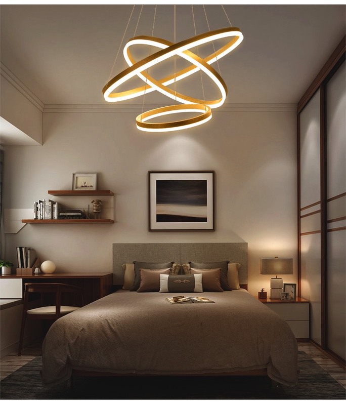 Đèn thả phòng ngủ với thiết kế 3 vòng tròn