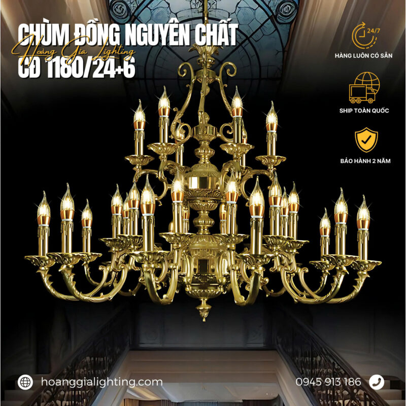 Đèn chùm đồng CĐ 1180/24+6