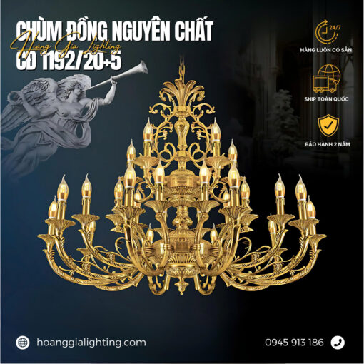 Đèn chùm đồng CĐ 1192/20+5