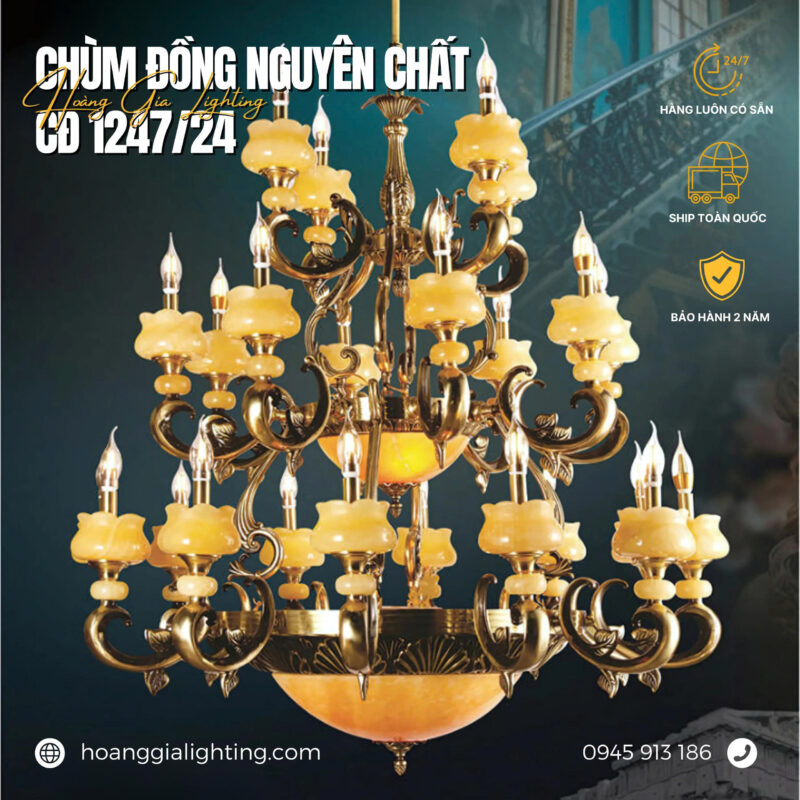 Đèn chùm đồng thông tầng CĐ 1247/24