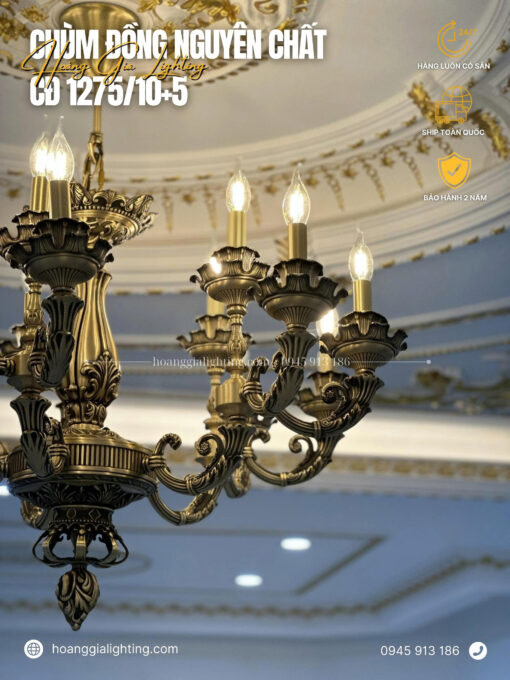 Đèn chùm đồng CĐ 1275/10+5