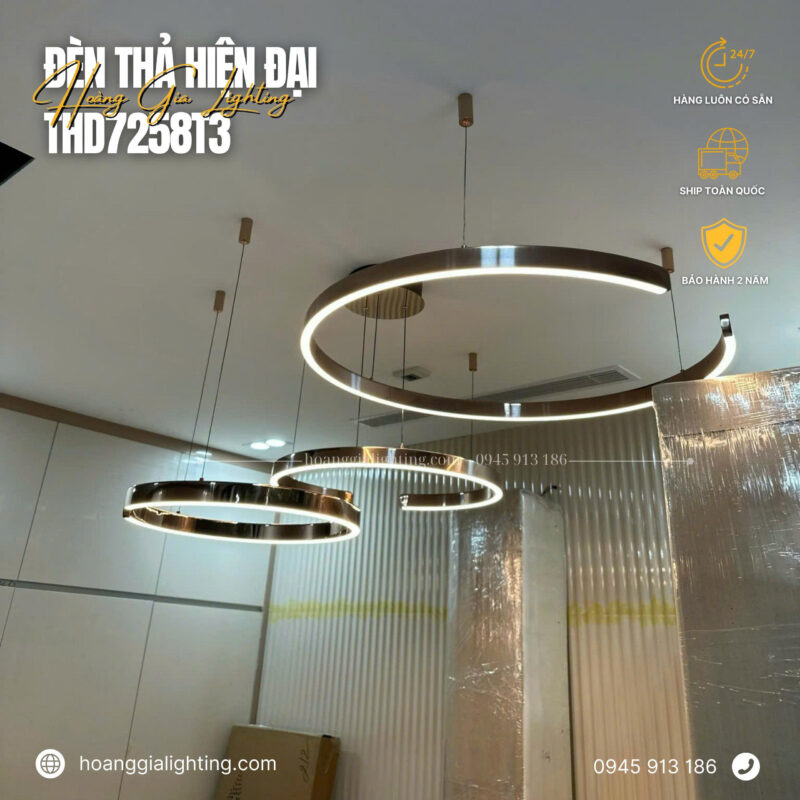 Đèn thả 3 vòng hồng THD7258T3