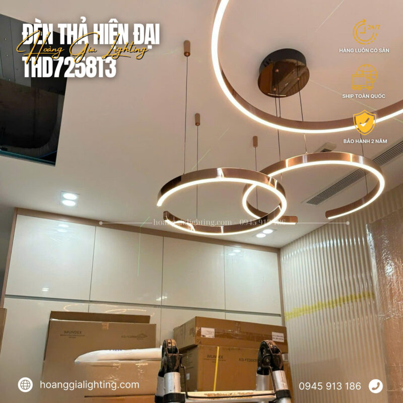 Đèn thả 3 vòng hồng THD7258T3