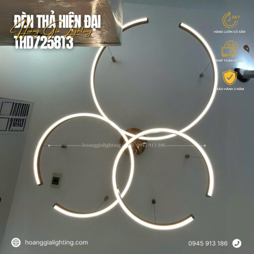 Đèn thả 3 vòng hồng THD7258T3