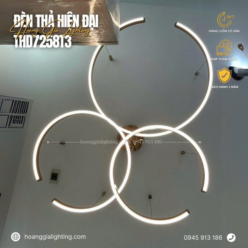 Đèn thả 3 vòng hồng THD7258T3