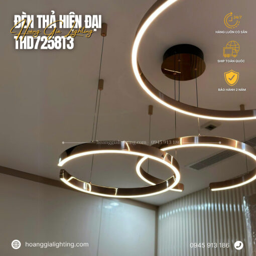 Đèn thả 3 vòng hồng THD7258T3