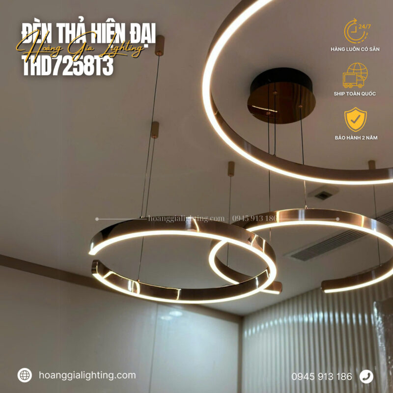 Đèn thả 3 vòng hồng THD7258T3
