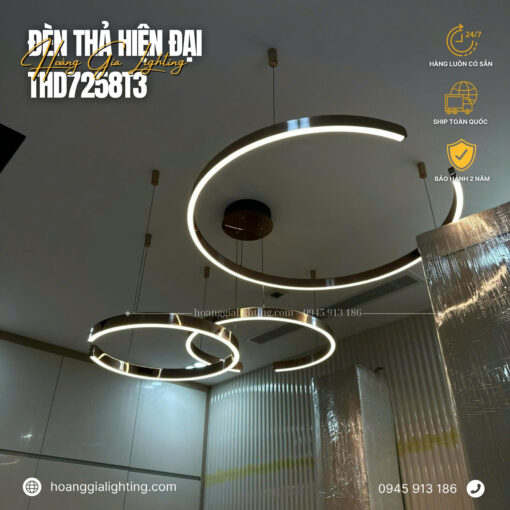 Đèn thả 3 vòng hồng THD7258T3