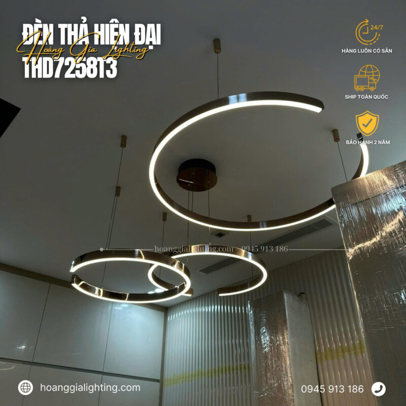 Đèn thả 3 vòng hồng THD7258T3