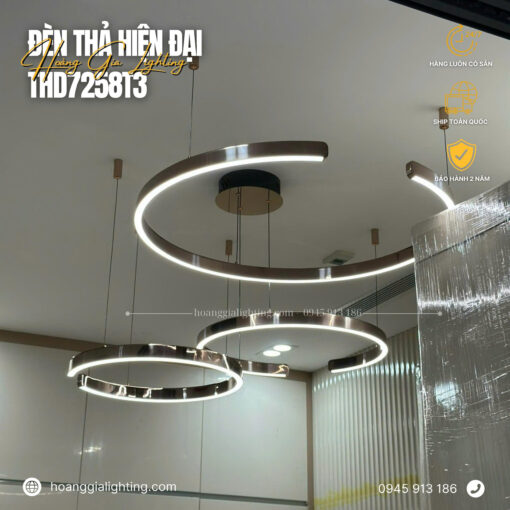 Đèn thả 3 vòng hồng THD7258T3