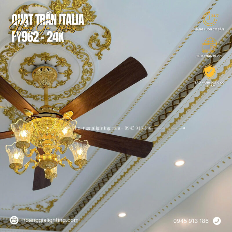 đèn trang trí nội thất của mọi nhà QUẠT TRẦN FY962 - MẠ VÀNG 24K