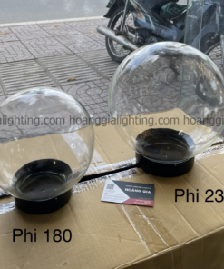 Đèn trụ cổng cầu thủy tinh trong đế bằng Ø130