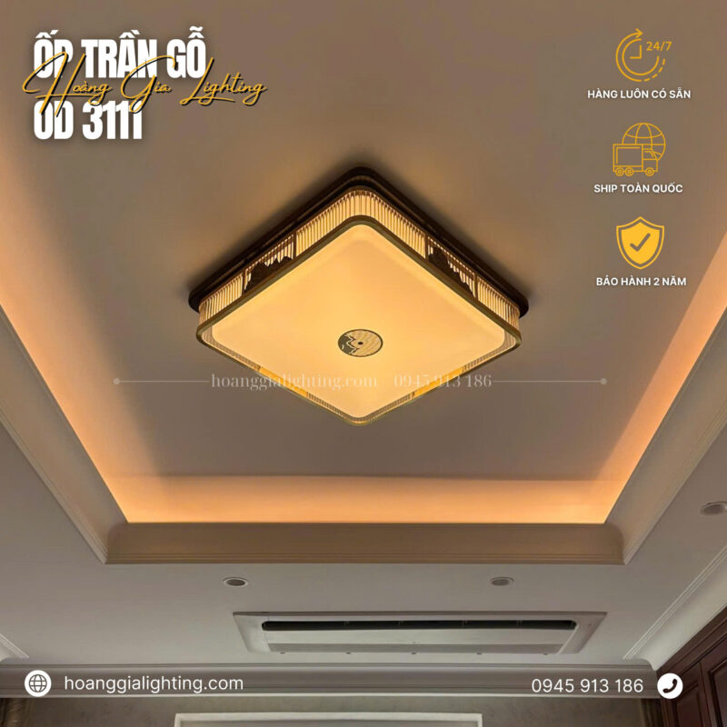 đèn trang trí nội thất của mọi nhà Đèn ốp trần gỗ OĐ 3111