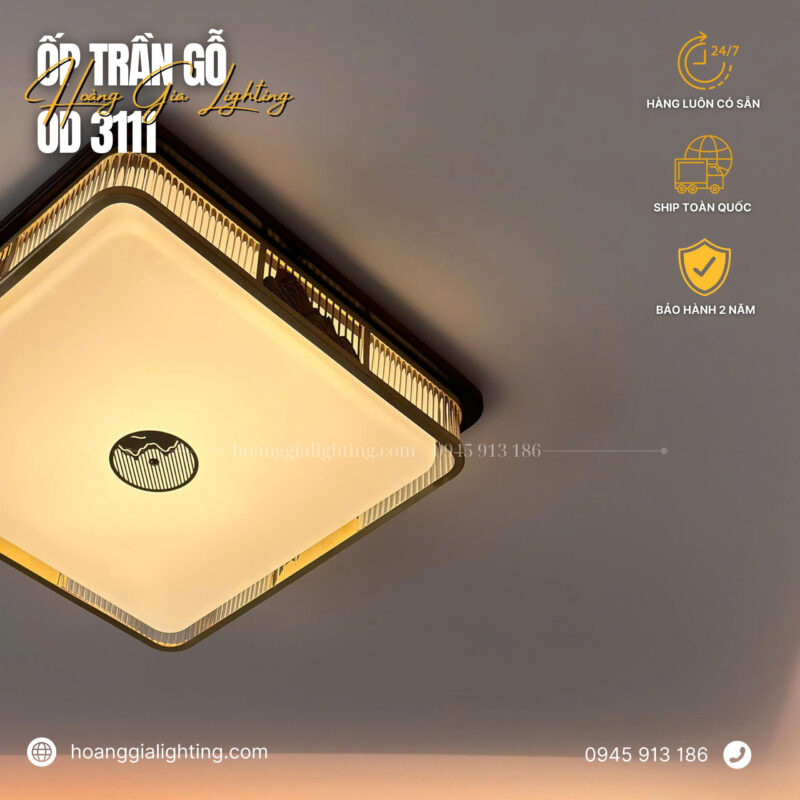 Đèn ốp trần gỗ OĐ 3111