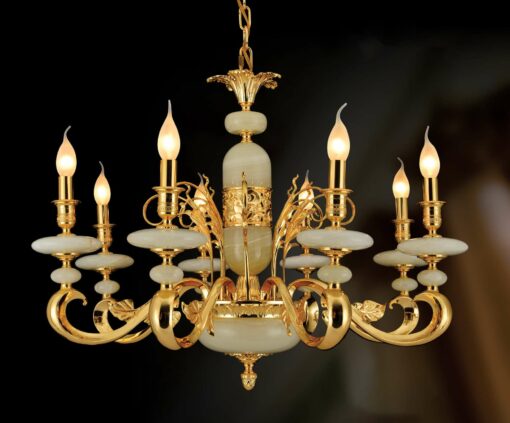 Đèn chùm đồng chao đá CĐ 1225/8
