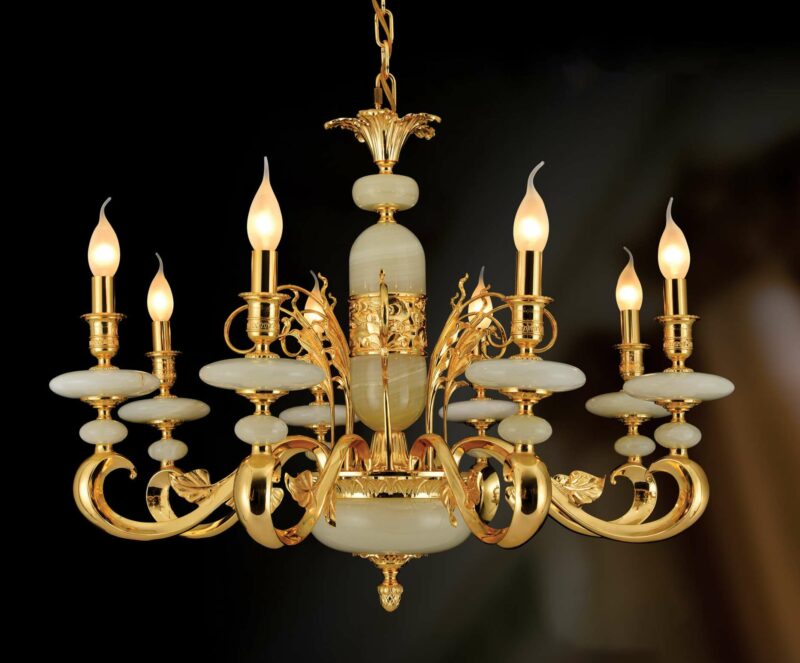 Đèn chùm đồng chao đá CĐ 1225/8