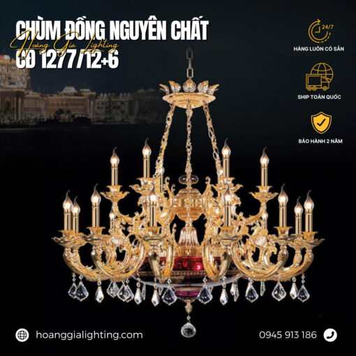 Đèn chùm đồng CĐ 1277/12+6