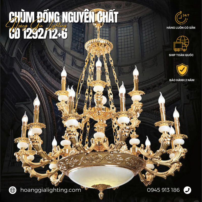 Đèn chùm đồng CĐ 1292/12+6