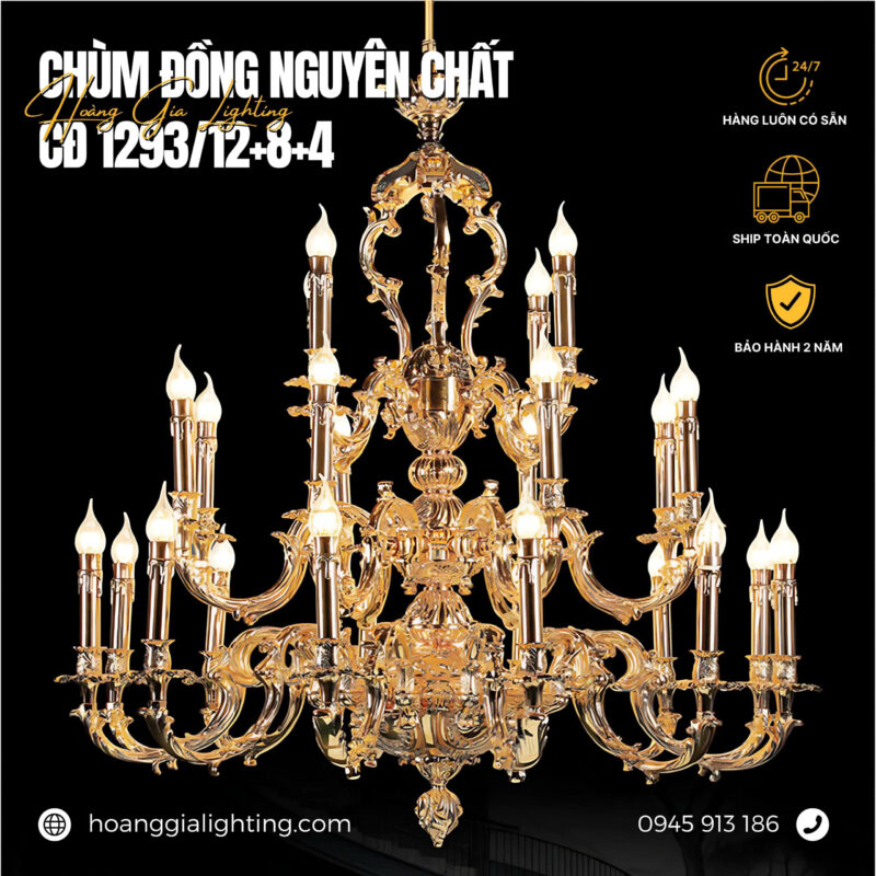 Đèn chùm đồng CĐ 1293/12+8+4
