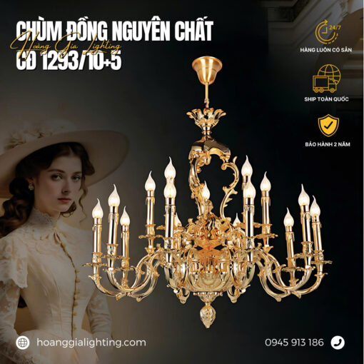 Đèn chùm đồng CĐ 1293/10+5